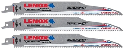 6-tpi Reciprocating Saw Blade, 9 X 1 X 0.052 In, Carbide Cutting Edge