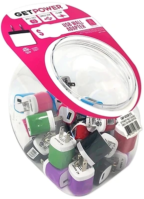 Getpower Usb Wall Adapter Set - 30 Piece Multi-color Collection Cwp-usbbowl-eac