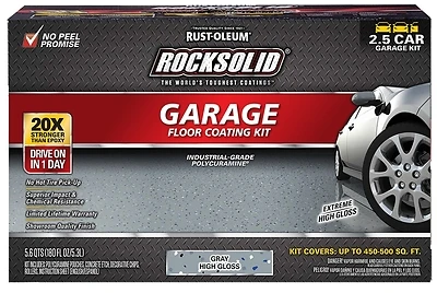 293513 Rocksolid Polycuramine Garage Floor Coating Kit, 152 Oz, Gray