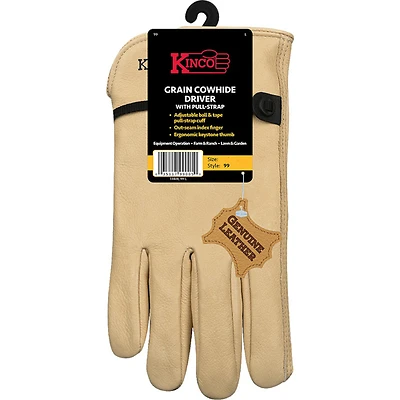 Men's Indoor/outdoor Full Grain Driver Gloves Tan Large 1 Pair