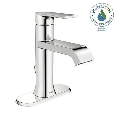 Genta Single Hole Single-handle Bathroom Faucet In Chrome With Deck Plate