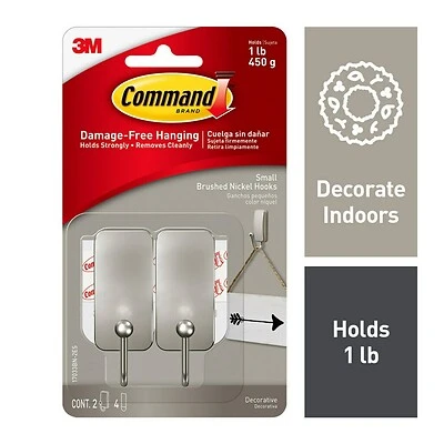 118820 Small Brushed Nickel Hook, Case of 4 - Pack of 2