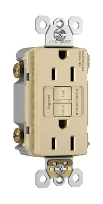 Pass & Seymour GFCI Receptacle, 15A, Ivory