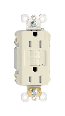 Pass & Seymour GFCI Receptacle, 15A, Light Almond
