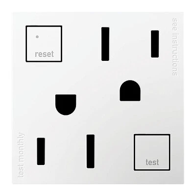 Legrand adorne Series AGFTR2152W4 GFCI Outlet, 125 VAC, 15 A, NEMA: NEMA 5-15R, White