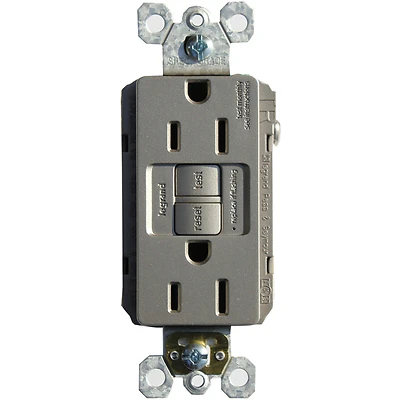 Pass & Seymour GFCI Receptacle, Self Testing, 15A, Nicekl Finish