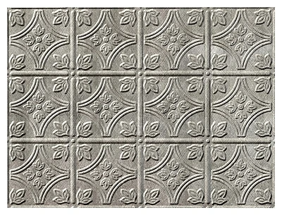 18 In. X 24 In. Thermoplastic Backsplash Panel, Cross Hatch Silver, Traditional 1