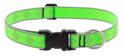 Lupine 48152 Adjustable Medium Dog Collar, Reflective Green Diamond, 1 x 12-20 In.