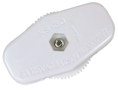 Jandorf 88920 Feed-Through On/Off Lamp Switch, White, 3/6A