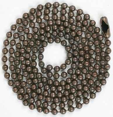 Jandorf 60352 Beaded Lamp Chain With Connector, #6, Rustic Bronze, 3-Ft.