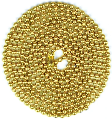 Jandorf 60361 Beaded Lamp Chain with Connector, Brass, #6, 5-Ft.