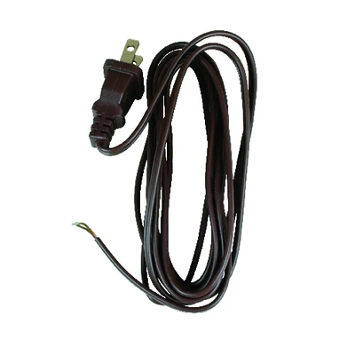 Jandorf 60135 Lamp Cord With Polarized Plug, 18-2, Brown, 8-Ft.