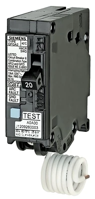 Single Pole Dual Function Circuit Breaker, Combines AFCI/GFCI, 20-Amp