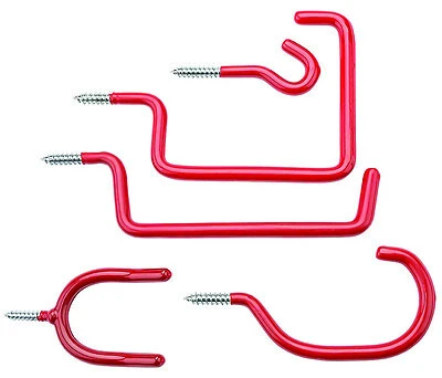 National Hardware Screw-In Hook Assortment, Vinyl-Coated Steel, Red, 10-Ct.