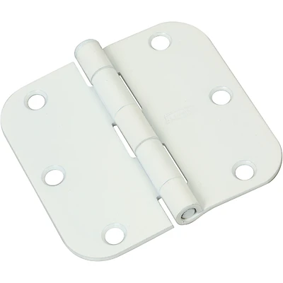 National Hardware N830-337 Door Hinge, 3-1/2 In., Round-Edge, White, 3-Pk.