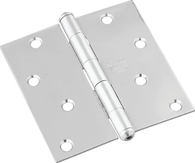 Door Hinge, Interior, Square-Edge, Stainless Steel, 4 In.