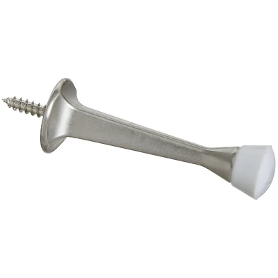 National Hardware Door Stop, Rigid, 3 In. Projection, Satin Nickel