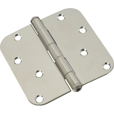 Door Hinge, Interior, Round-Edge, Stainless Steel, 4 In.