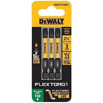 FlexTorq T30 Torx Impact Driver Bits, 1/4 x 2-1/4 In., 3-Pk.