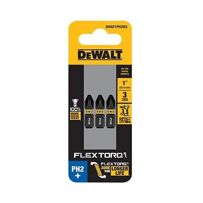 FlexTorq PH2 Phillips Impact Driver Bits, 1/4 x 1 In, 3-Pk.