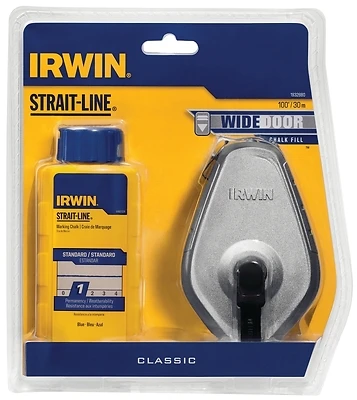 Irwin IWHT48441BC Strait-Line 100 Ft. Chalk Line Reel With 4 Oz. Blue Chalk