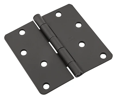 Door Hinge, 1/4 In. Round Corners, Black, 4 In.