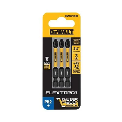 DeWalt DWAF2PH2IR3 FlexTorq PH2 Impact Driver Bits, 1/4 x 2 In, 3-Pk