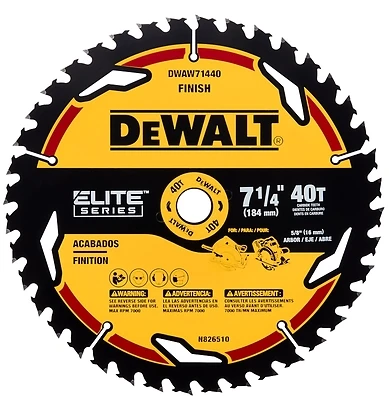 DeWalt DWAW71440 Elite Series Circular Saw Blade, 7-1/4 In, 40-Tooth Carbide