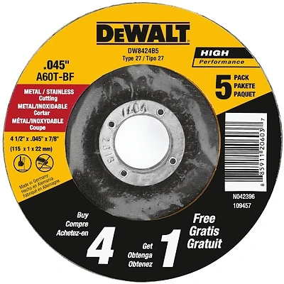 DEWALT 5-Pack Silicon Carbide 4.5-in Grinding Wheel
