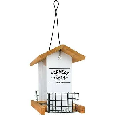 Cedar 3 Qt. Seed/2 Suet Cake Farmhouse Hopper Bird Feeder, Model Wwlf2-deco