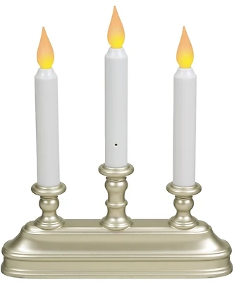 Fpc1330p 10-1/4 In. Pewter Led Dual Candelabra, Battery Operated, Pack Of 3