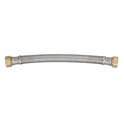 Water Heater Connector, Braided Stainless Steel, 3/4 FIP x 18 In.