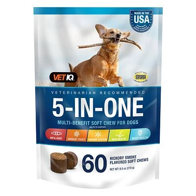 VetIQ 5-In-One Multi-Benefit Soft Chew for Dogs, 9.5 oz., Count of 60, 3 IN