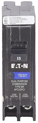 Eaton BRP115DF Single-Pole AFCI/GFCI Breaker, 15-Amp, 120V