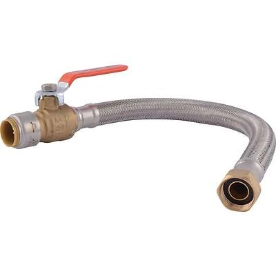 SharkBite UR3088FX18BV Water Heater Connector, Braided Stainless Steel, 3/4 In. FIP x 18 In.