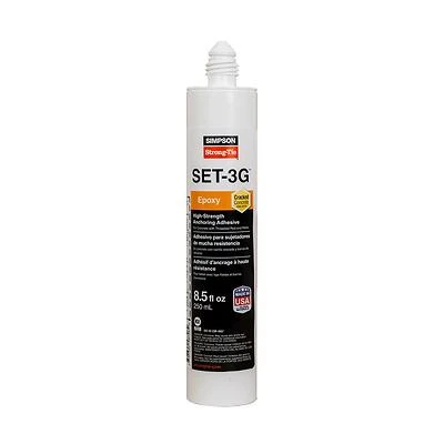 SET-3G High-Strength Epoxy Tie Adhesive w/ Nozzle and Extension, 8.5 oz.