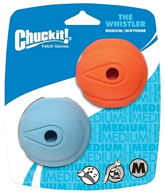 Chuckit! 20220 Dog Toy, M, The Whistler, Natural Rubber, Blue/Orange