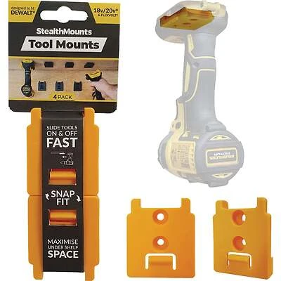 Stealthmounts Llc-TM-DW18-YLW-4 StealthMounts Tool Mount DEWALT 18V 20V XR Tools Yellow 4pk