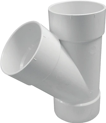 Schedule 40 PVC Pipe Fittings, Wye, 3 In., Hub x Hub x Hub