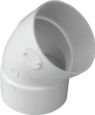 Genova 414183BC PVC Pipe Elbow, 45-Degree, 3 In., Hub x Hub