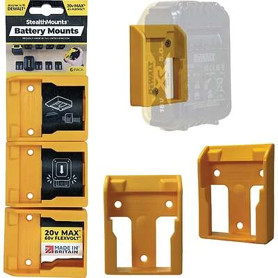 StealthMounts Battery Mount Dewalt XR 20V 60V Yellow 6 Pack
