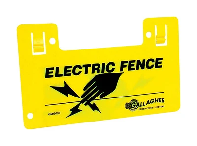Gallagher G602404 Electric Fence Warning Sign, Yellow, 9.5 x 5.5 In