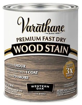 Varathane 370719 Fast Dry Interior Wood Stain, Oil Base, Western Oak, 1-Qt