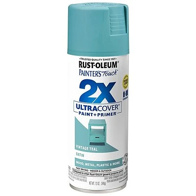Painter's Touch 2X Spray Paint, Satin Teal, 12-oz.