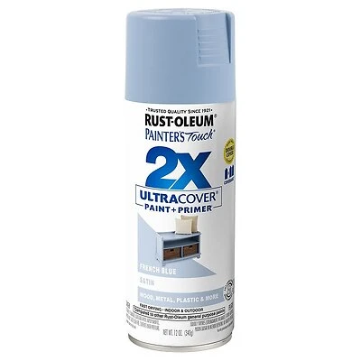 Rust-Oleum 334088 Painter's Touch 2X Spray Paint, Satin French Blue, 12 Oz