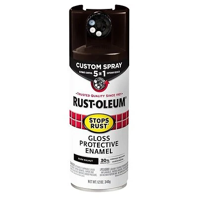Rust-Oleum 376890 Stops Rust Custom Spray 5-in-1 Paint, Gloss Dark Walnut, 12 oz