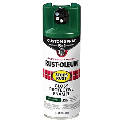 Rust-Oleum 376891 Stops Rust Custom Spray 5-in-1 Spray Paint, Gloss Hunter Green, 12 oz.