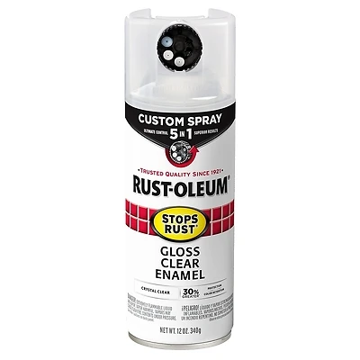 Rust-Oleum 376885 Stops Rust Custom Spray 5-in-1 Paint, Gloss Clear, 12 oz