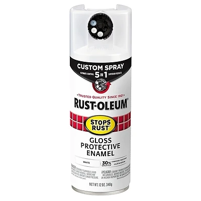 Rust-Oleum 376886 Stops Rust Custom Spray 5-in-1, Gloss White, 12 oz.