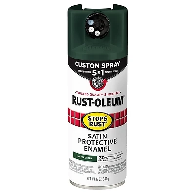Rust-Oleum 376874 Stops Rust Spray Paint, Satin Hunter Green, 12 oz.